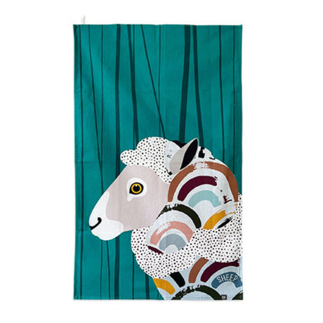 NZ Tea Towel - Bright & Bold Sheep - Funky Gifts NZ