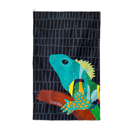 NZ Tea Towel - Bright & Bold Tuatara - Funky Gifts NZ