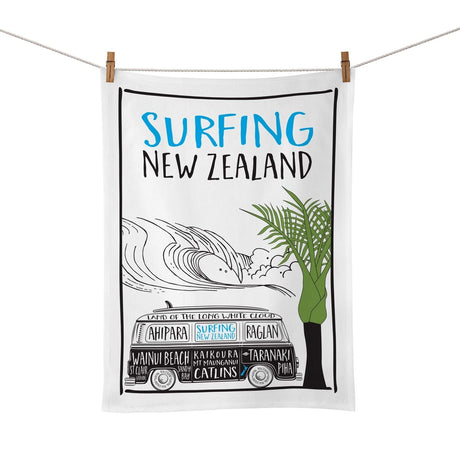 NZ Tea Towel - NZ Surfing - Funky Gifts NZ