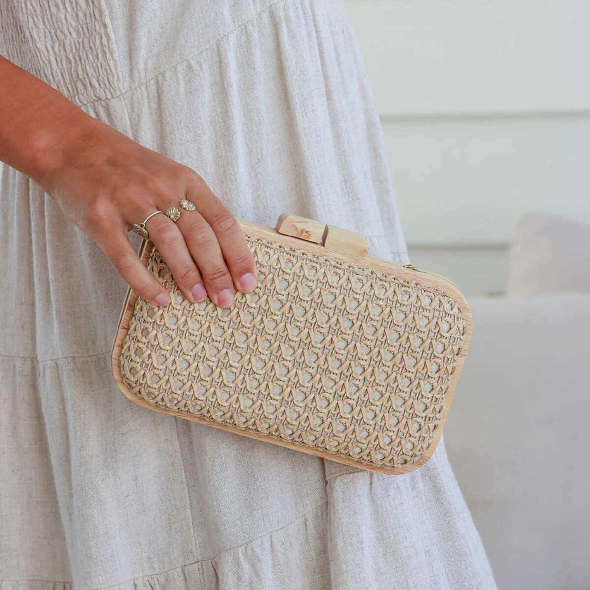 Riviera Clutch Bag - Natural - Funky Gifts NZ