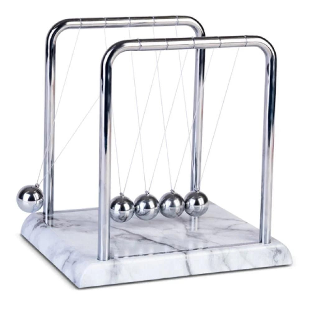 Newton's Cradle - White Marble-Look - Funky Gifts NZ