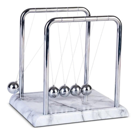 Newton's Cradle - White Marble-Look - Funky Gifts NZ