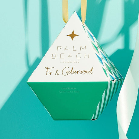Palm Beach Collection Hanging Bauble Hand Lotion Fir & Cedarwood - Funky Gifts NZ