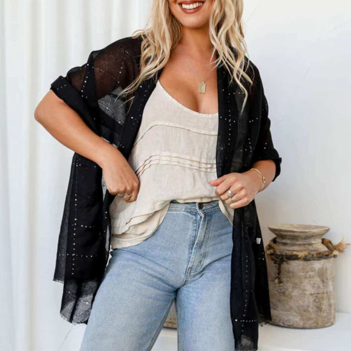 Shimmer Scarf - Black - Funky Gifts NZ