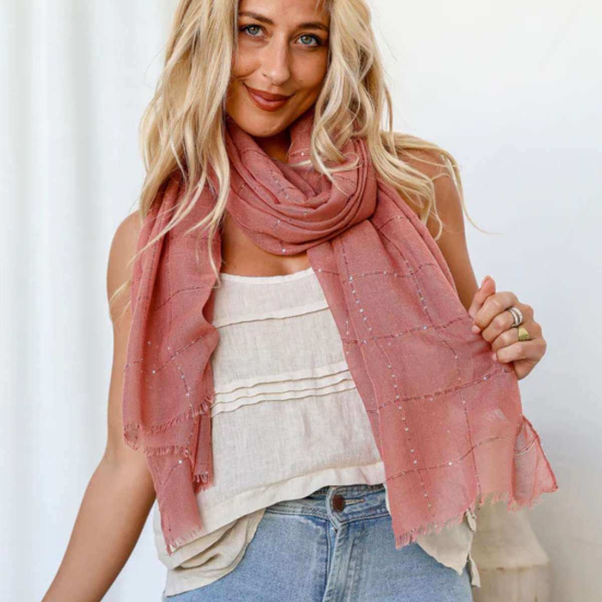 Shimmer Scarf - Rosewood - Funky Gifts NZ