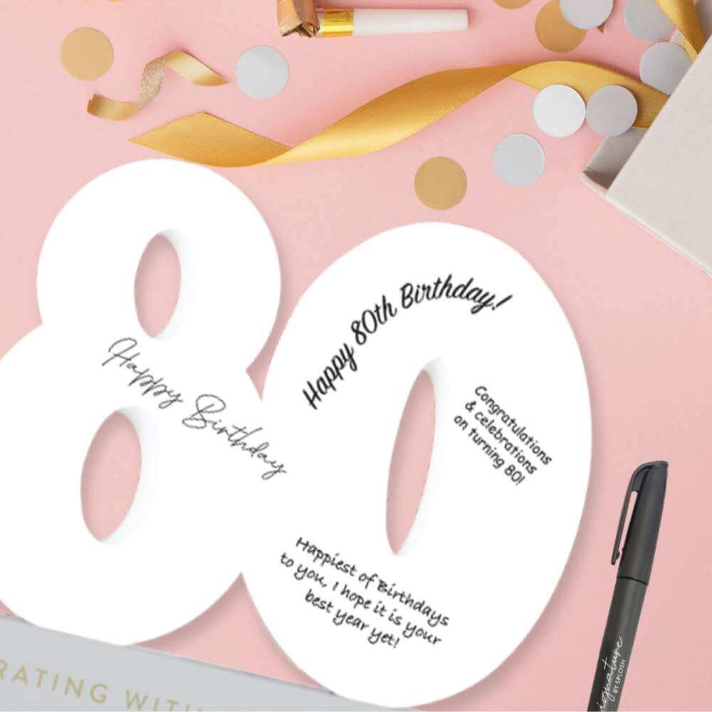 Signature Numbers - 80th Birthday - Funky Gifts NZ