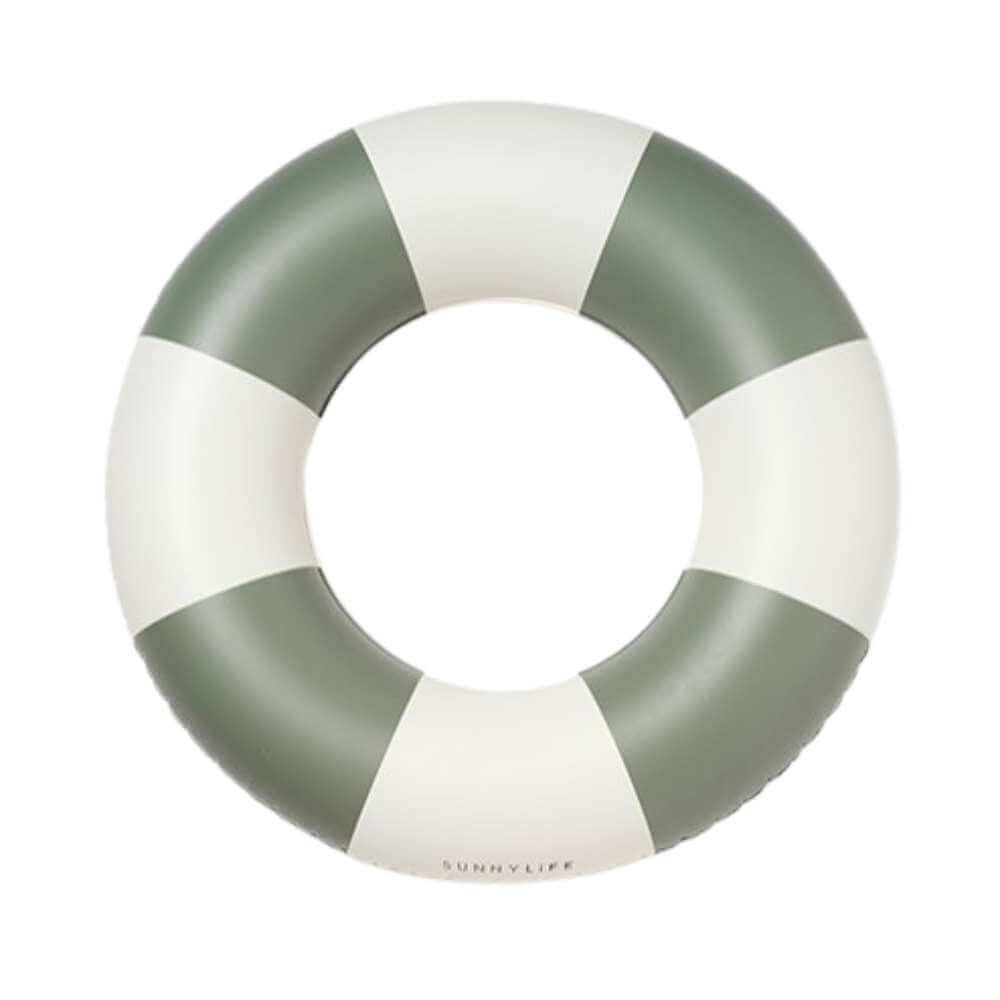 SunnyLife Slim Tube Pool Ring Olive Stripe - Funky Gifts NZ