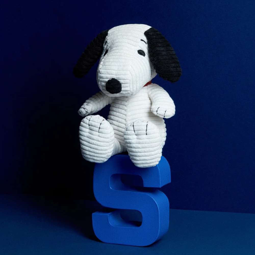 Snoopy ECO Corduroy Cream 19cm - Funky Gifts NZ