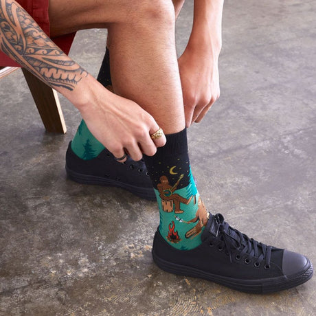 Sock It To Me Socks - Men's Crew -  Sasquatch Camp Out - Funky Gifts NZ