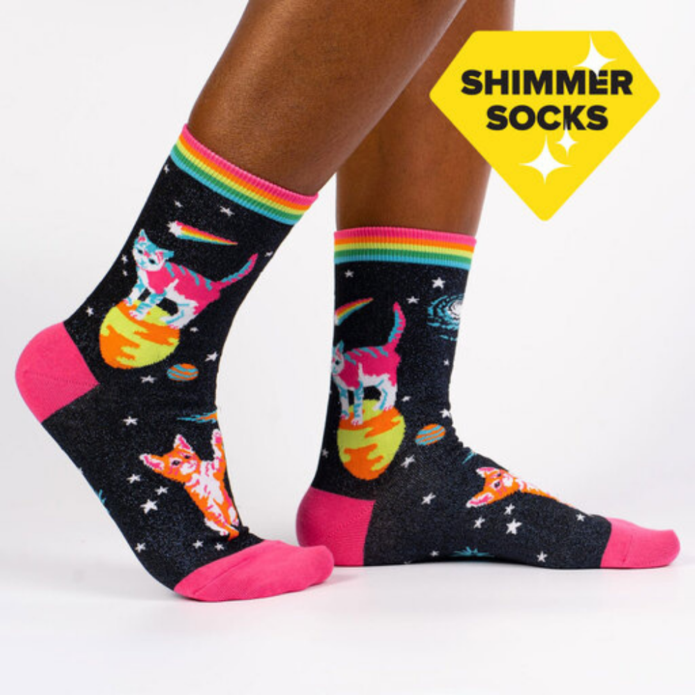 Sock It To Me Socks - Women's Crew - Space Cats - Funky Gifts NZ