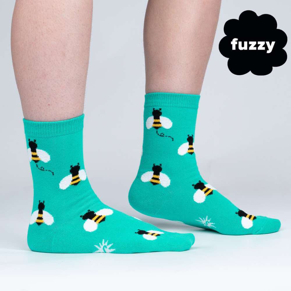 Sock It To Me Socks - Women's Crew - Bee Happy - Funky Gifts NZ