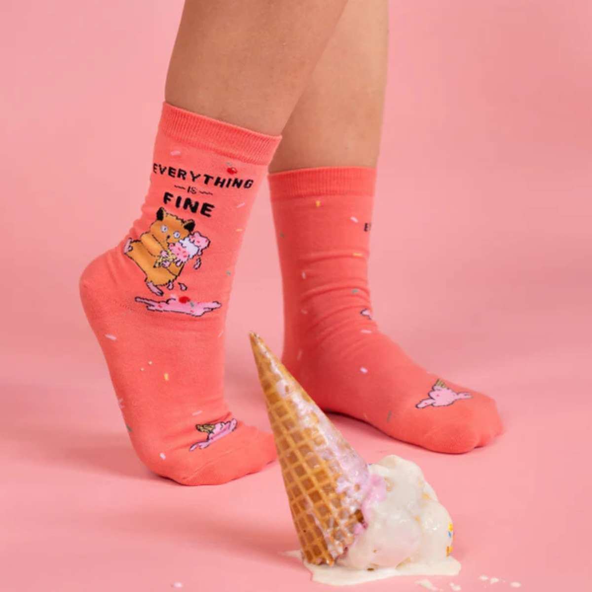 Sock It To Me Socks - Women's Crew - Everything Is Fine - Funky Gifts NZ