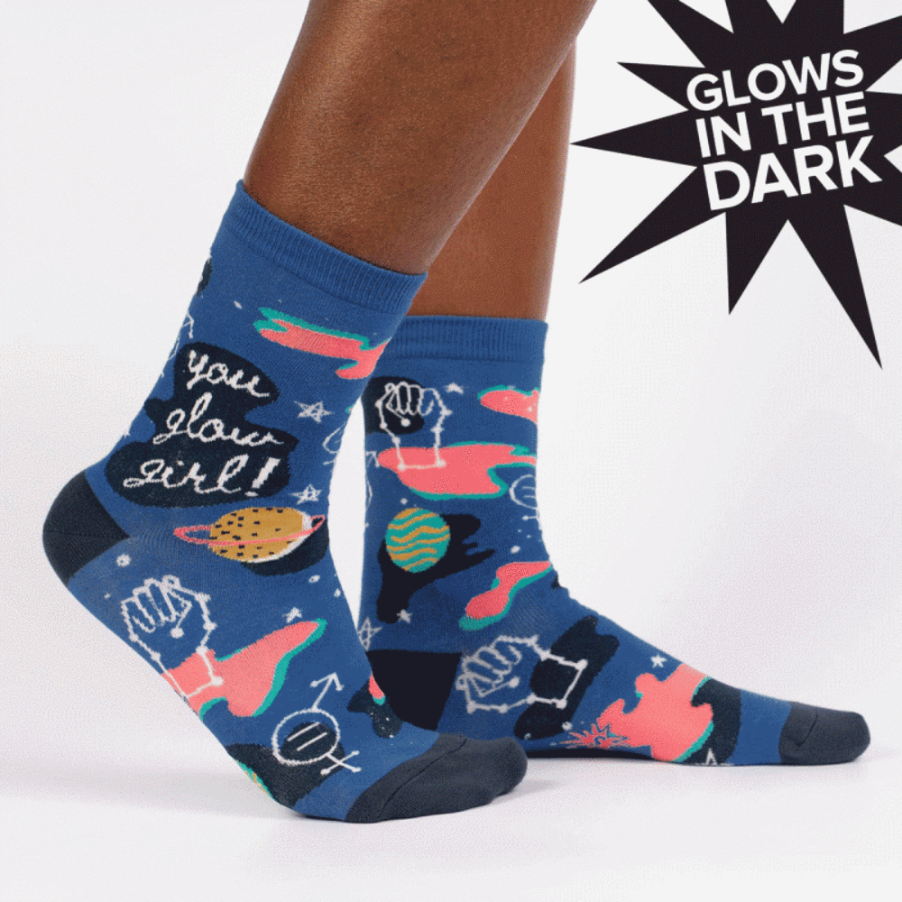 Sock It To Me - Women's Crew Socks - You Glow Girl (Glow-in-the-Dark) - Funky Gifts NZ