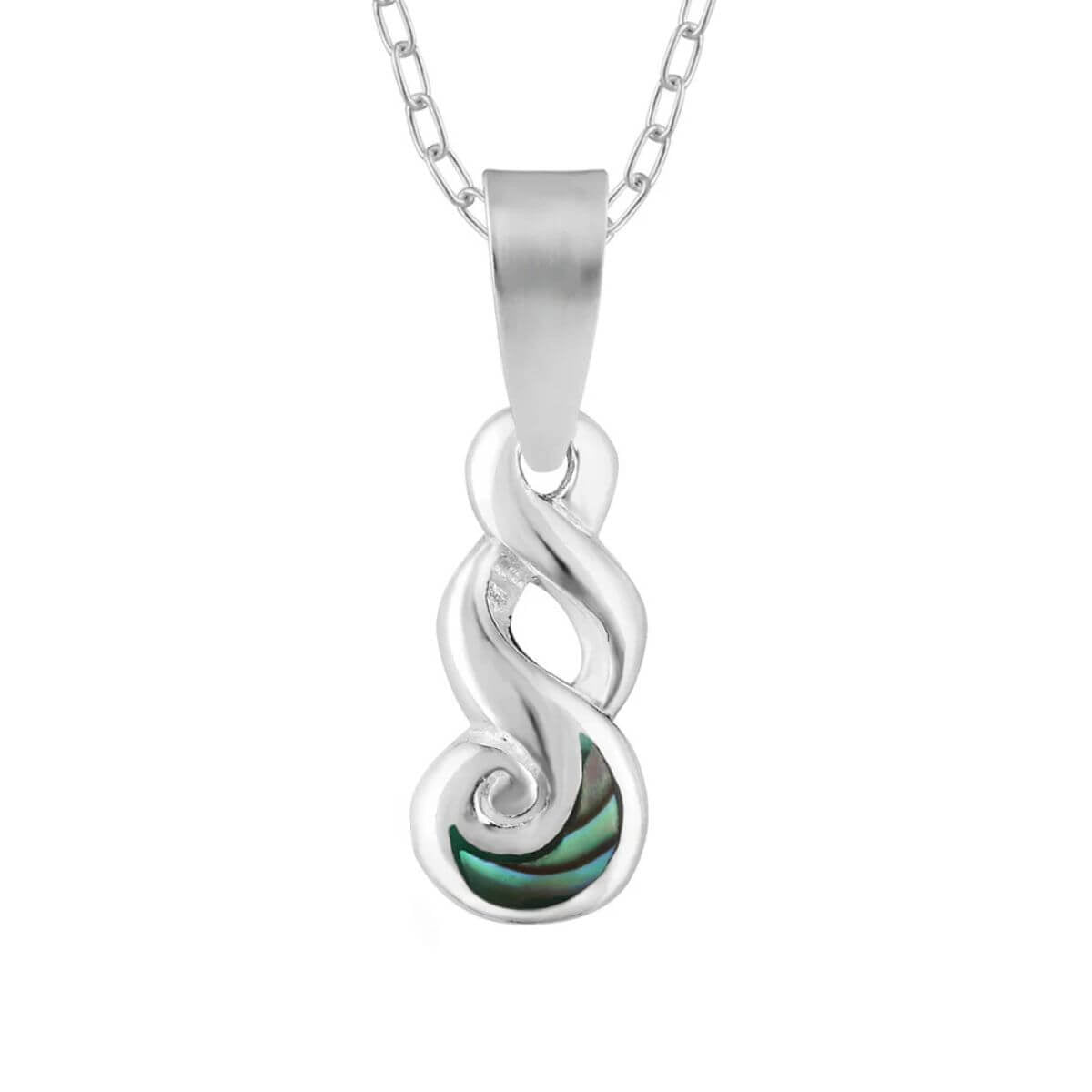Little Taonga Sterling Silver Paua Twist Necklace - Funky Gifts NZ