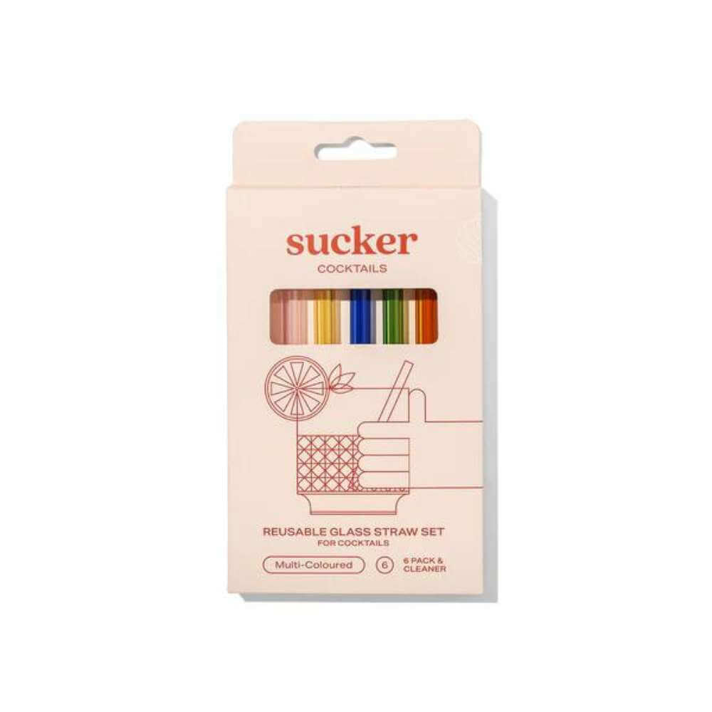 Sucker - Reusable Glass Cocktail Straw Set - Funky Gifts NZ