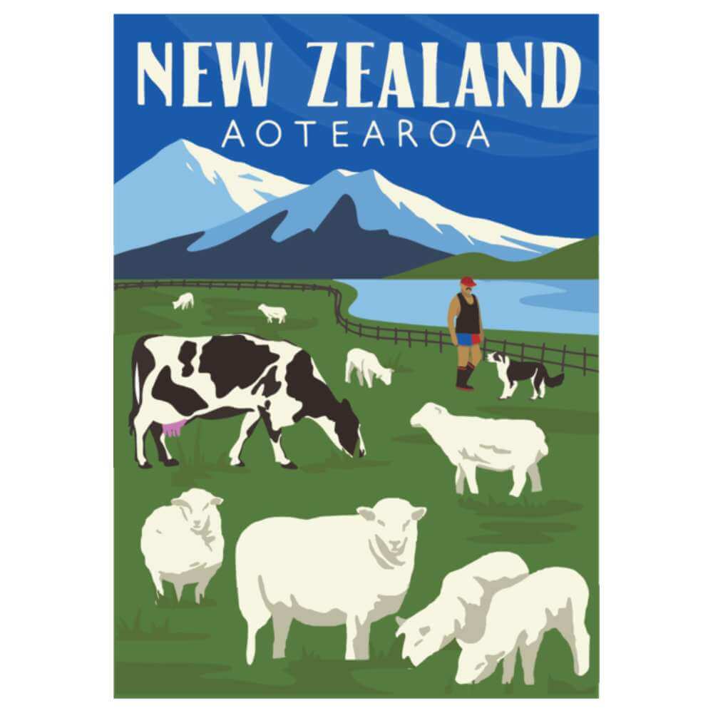 Moana Road Tea Towel - NZ Farming - Funky Gifts NZ