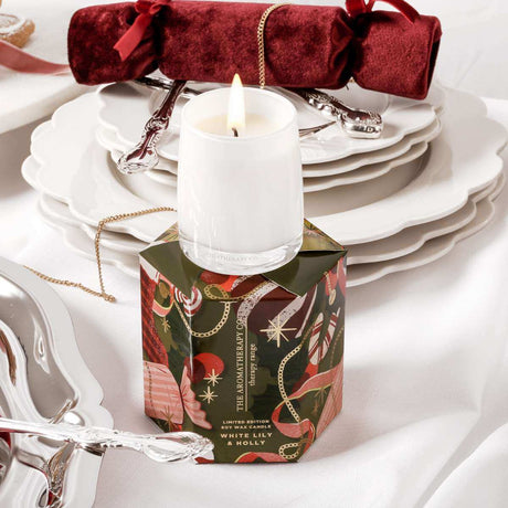 Therapy Festive Collection Candle 80g - White Lily & Holly - Funky Gifts NZ