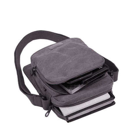 Troop Small Zip Front Cross Body Bag - Charcoal TRP0239BK - Funky Gifts NZ