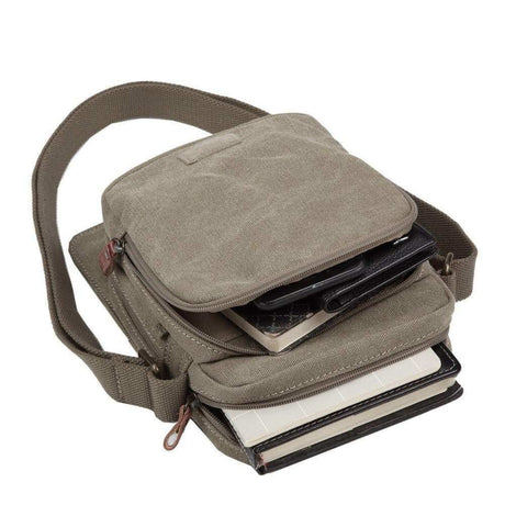 Troop Small Zip Front Cross Body Bag - Khaki TRP0239KH - Funky Gifts NZ