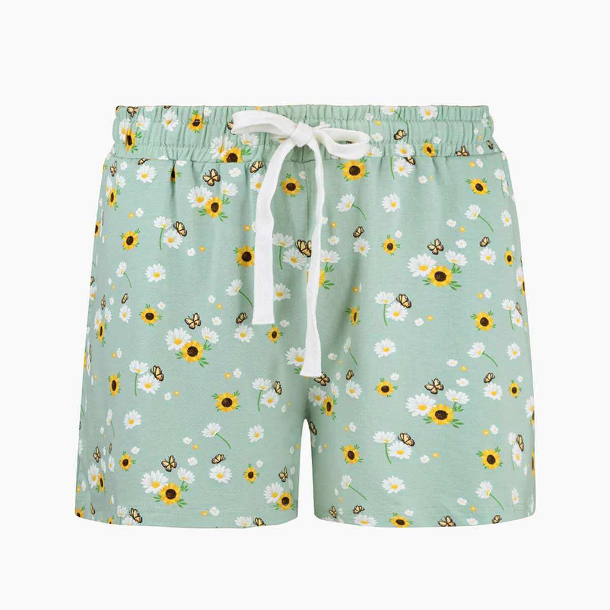 Women's Bamboo Jersey Sleep Short - Flowers - Funky Gifts NZ