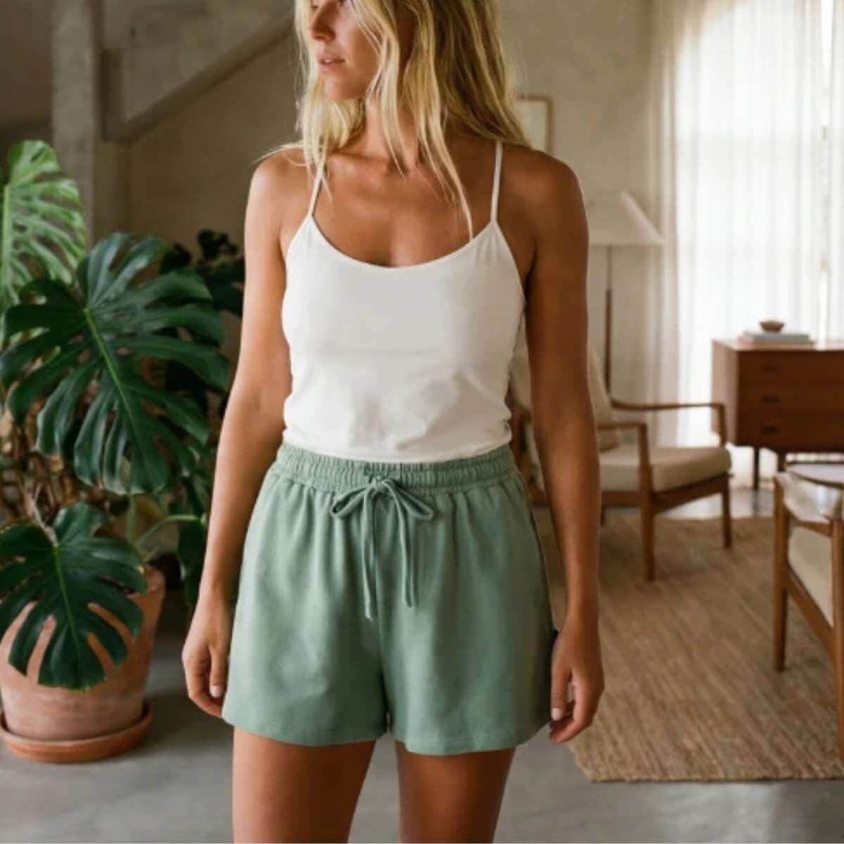 Women's Comfy Bamboo Jersey Sleep Short - Sage - Funky Gifts NZ
