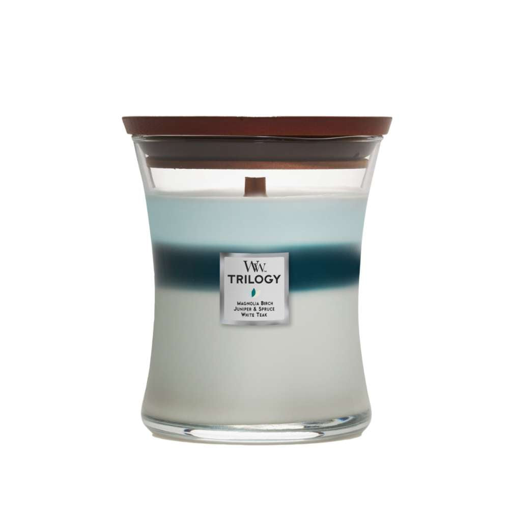 Medium WoodWick Scented Soy Candle - Icy Woodland - Funky Gifts NZ