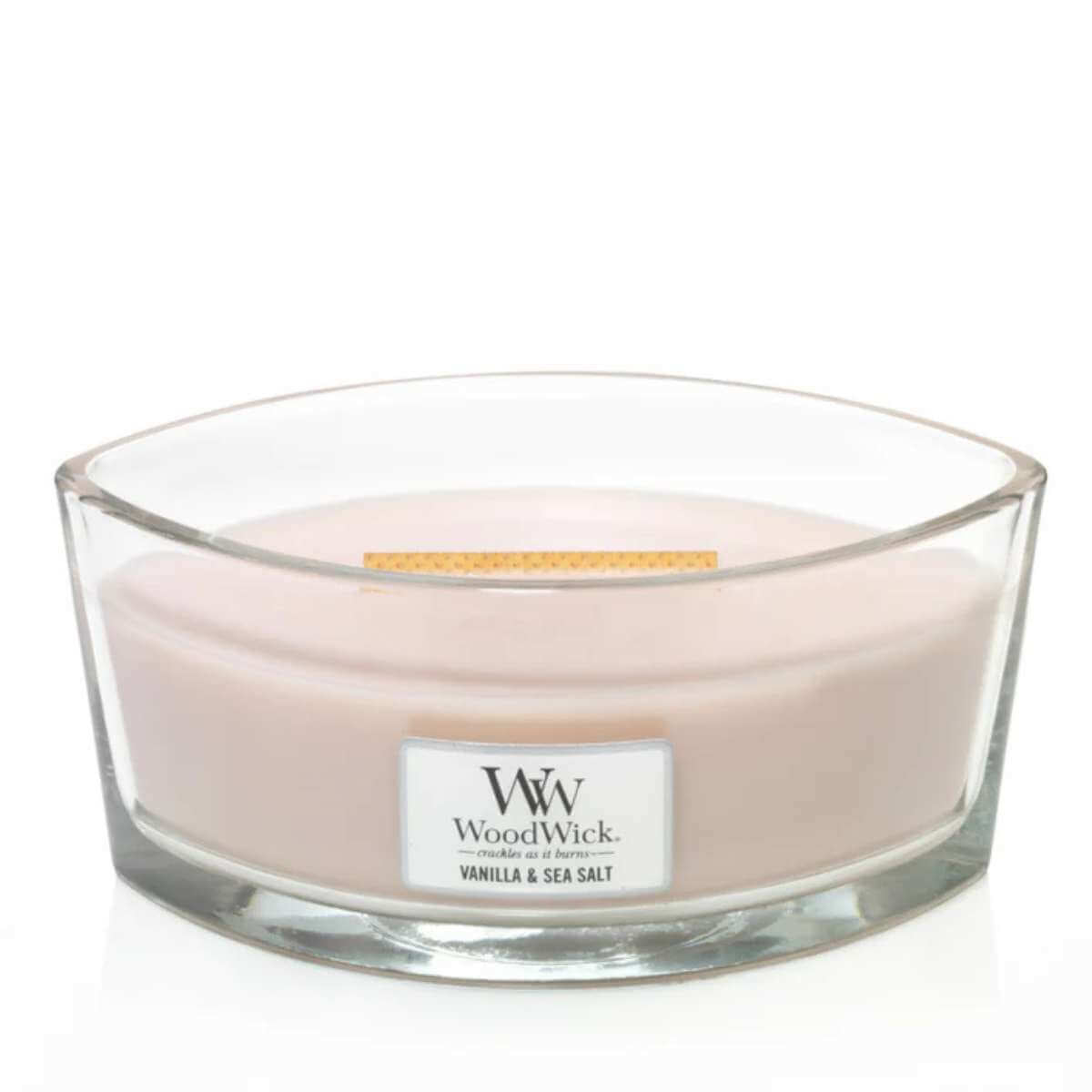 Ellipse WoodWick Scented Soy Candle - Vanilla & Sea Salt - Funky Gifts NZ