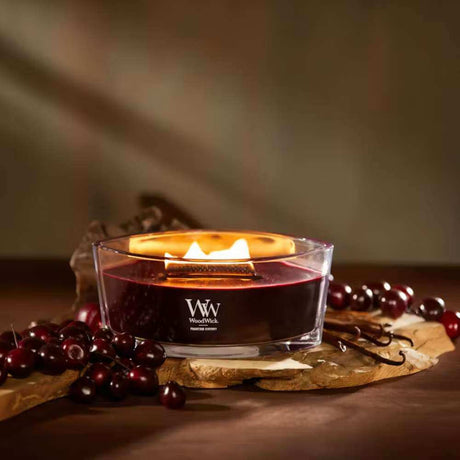 Ellipse WoodWick Scented Soy Candle - Phantom Cherry - Funky Gifts NZ