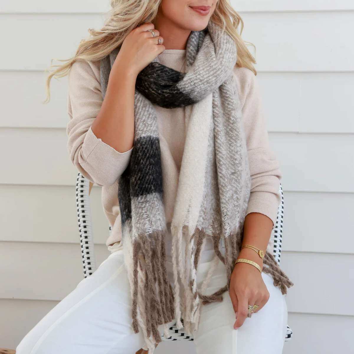 Wrap Scarf - Natural - Funky Gifts NZ