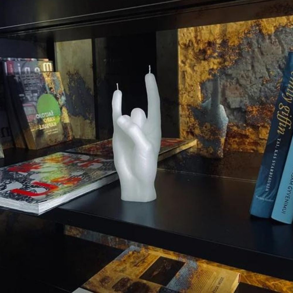 You Rock Hand Candle - White - Funky Gifts NZ