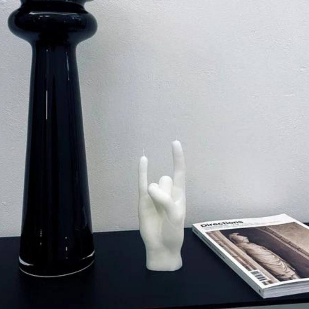 You Rock Hand Candle - White - Funky Gifts NZ