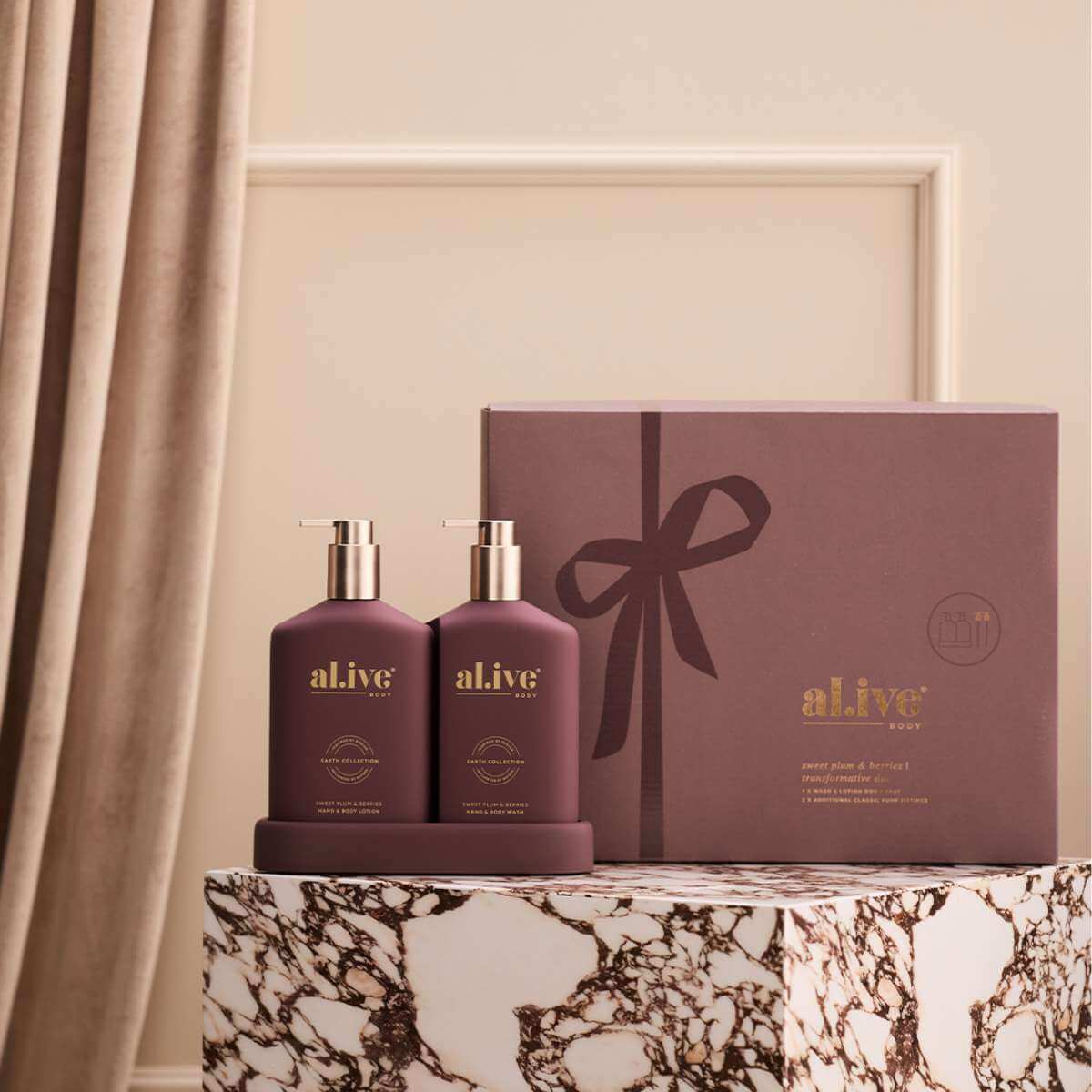 Al.ive Body Transformative Wash & Lotion Duo Pack - Sweet Plum & Berries - Funky Gifts NZ