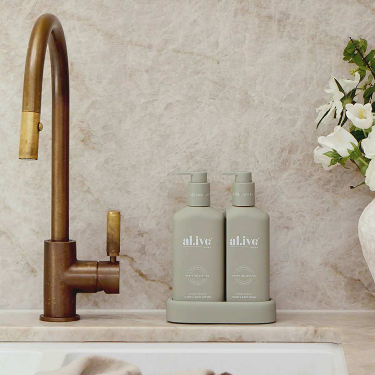 Al.ive Body Compact Bathroom Duo Wash + Lotion - Ivory Bloom - Funky Gifts NZ