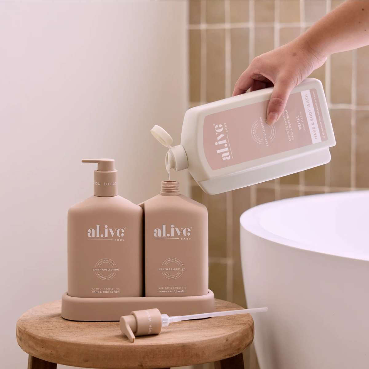 Al.ive Body 1L Wash Refill - Apricot & Sweet Fig - Funky Gifts NZ