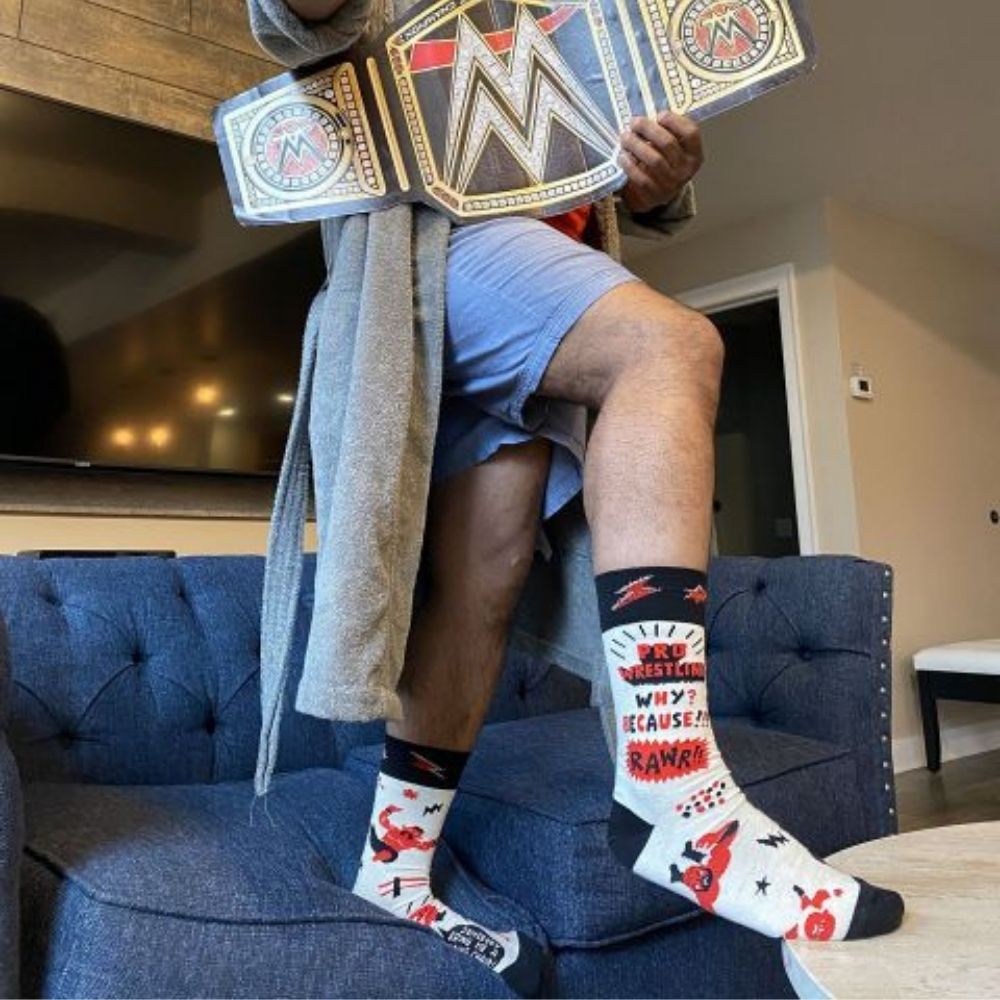 Men's Socks - Pro Wrestling - Blue Q - Funky Gifts NZ