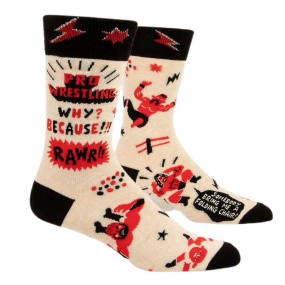 Men's Socks - Pro Wrestling - Blue Q - Funky Gifts NZ
