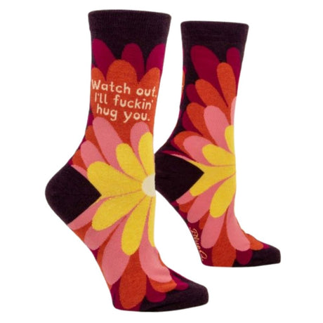 Women's Socks - Watch Out. I'll Fuckin' Hug You - Blue Q - Funky Gifts NZ