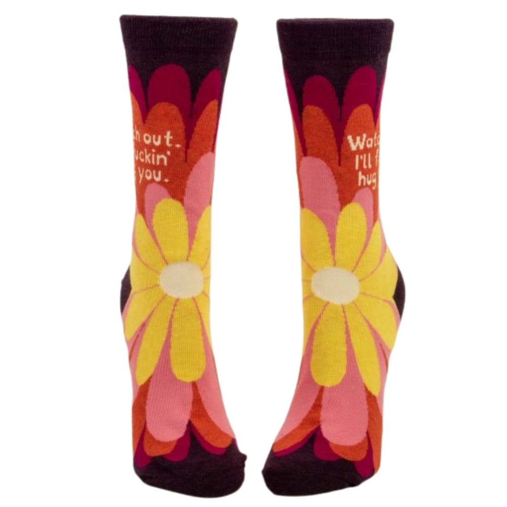 Women's Socks - Watch Out. I'll Fuckin' Hug You - Blue Q - Funky Gifts NZ