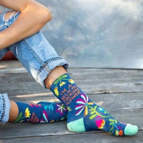 Women's Socks - I'm A Delicate F**king Flower - Blue Q - Funky Gifts NZ
