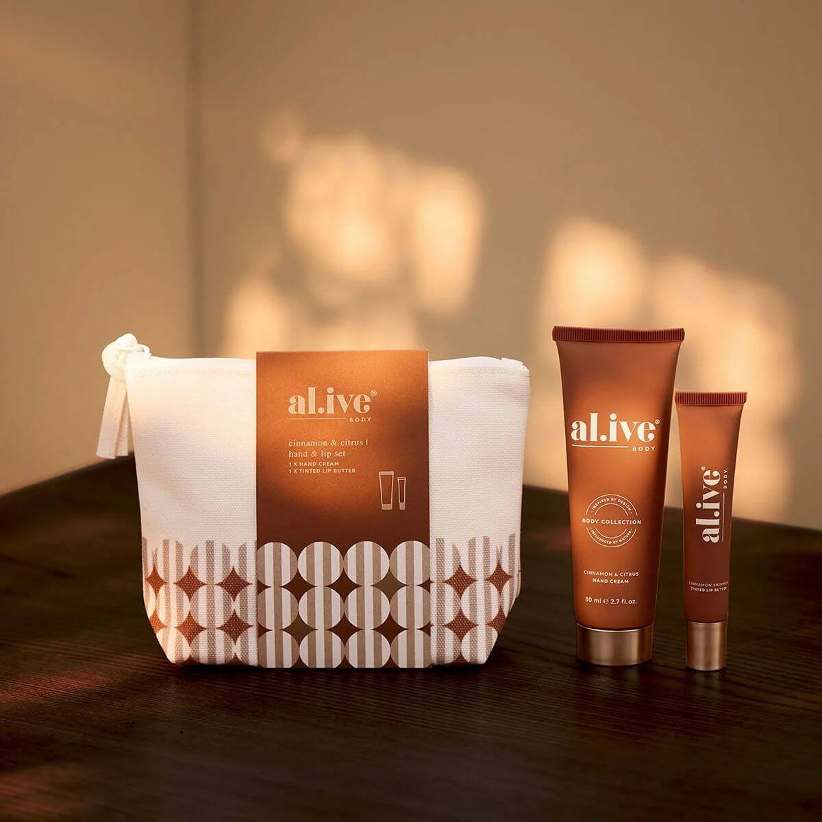 Al.ive Body Hand & Lip Gift Set - Cinnamon & Citrus - Funky Gifts NZ