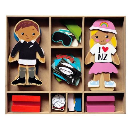 Kiwi Kids Wooden Dress Up Set - Tane & Ruby - Funky Gifts NZ