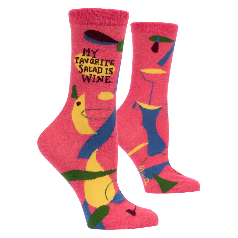 Women's Socks – My Favorite Salad is Wine - Blue Q - Funky Gifts NZ
