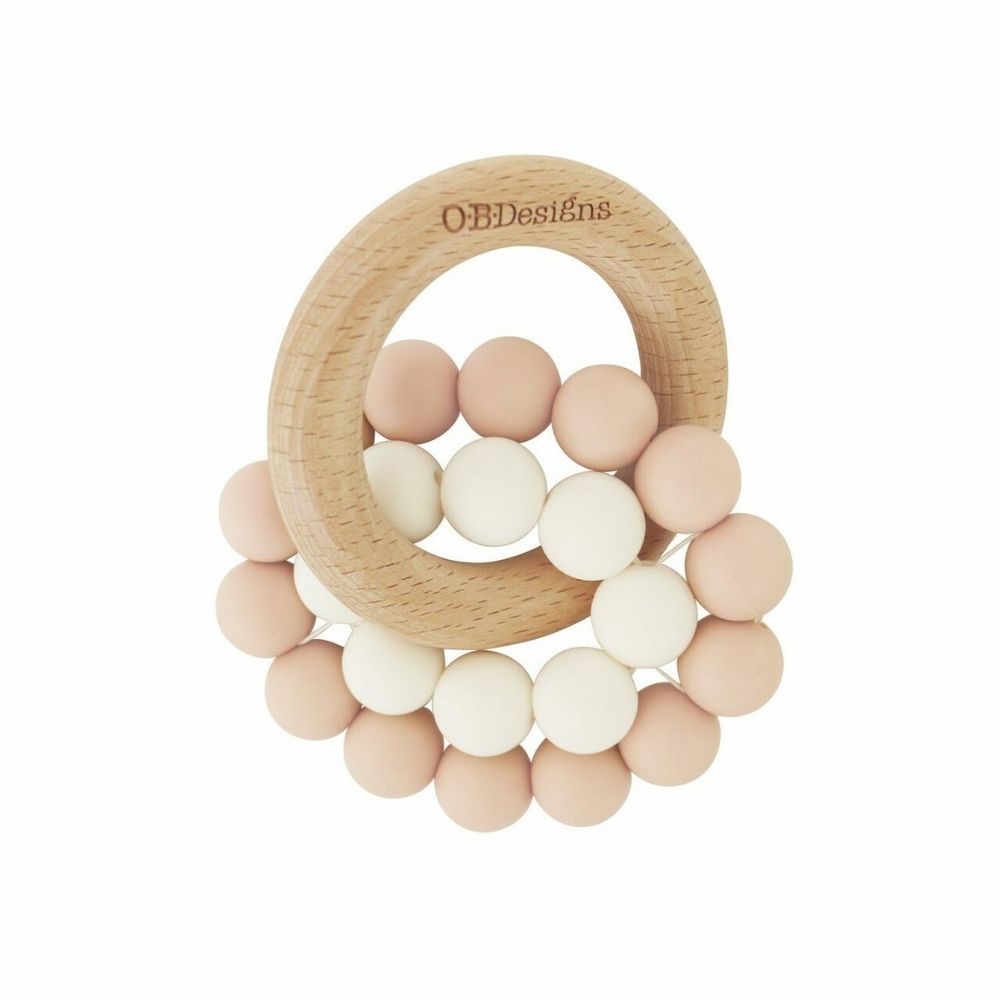 Organic Beechwood Teether Toy - Blush Pink - Funky Gifts NZ
