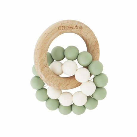 Organic Beechwood Teether Toy - Sage Green - Funky Gifts NZ