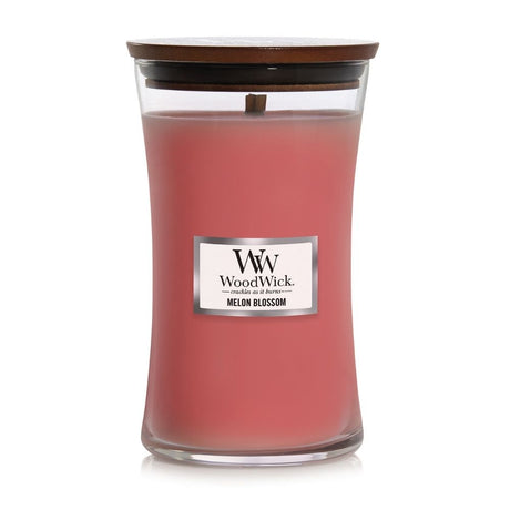 Large WoodWick Scented Soy Candle - Melon Blossom - Funky Gifts NZ
