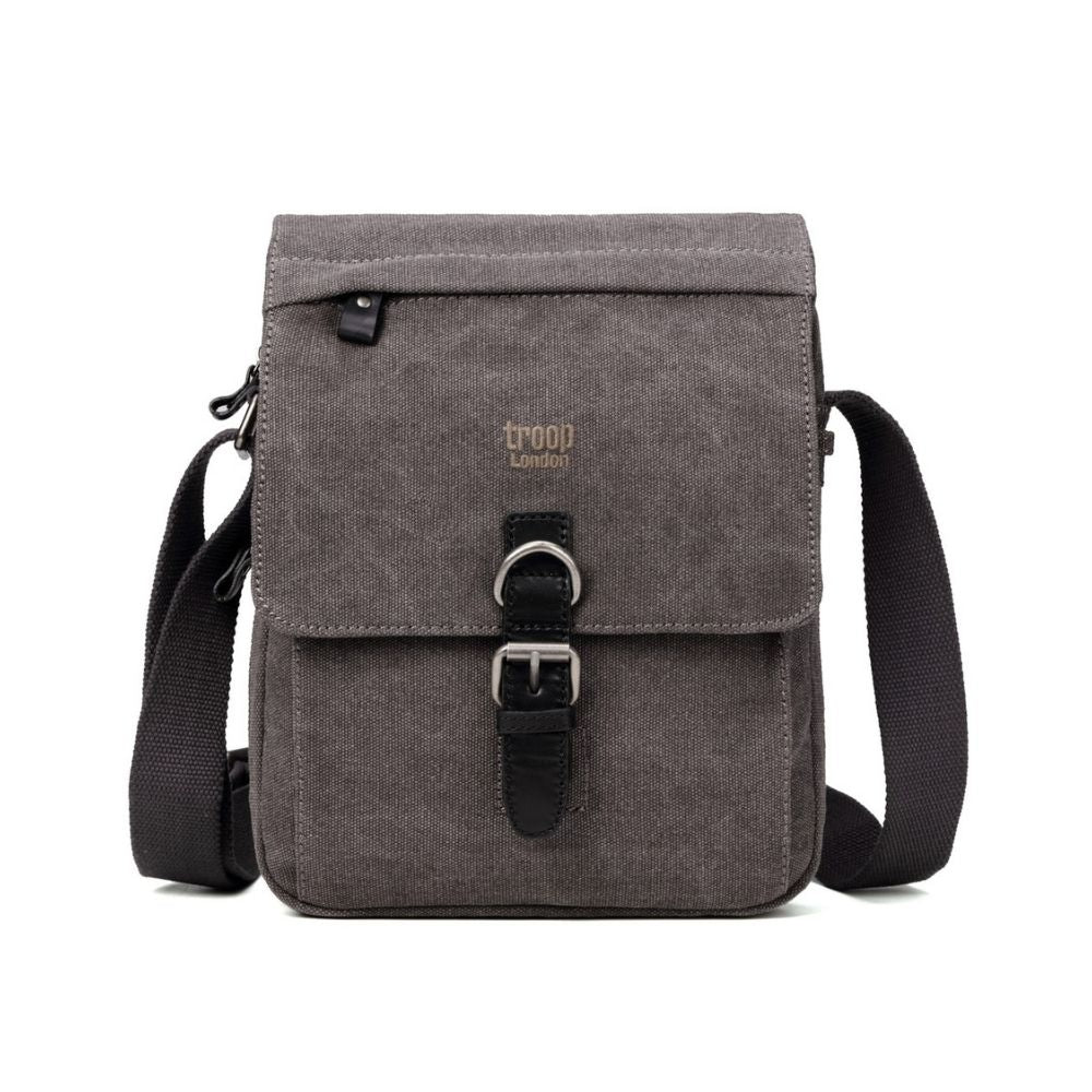 Troop London Classic Canvas Across Body Bag - Charcoal TRP0211 - Funky Gifts NZ