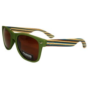 Moana Road Sunglasses 50/50s - Green w. Stripes #463 - Funky Gifts NZ
