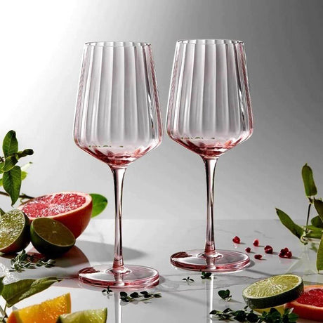 rose coloured deluxe wine glasses