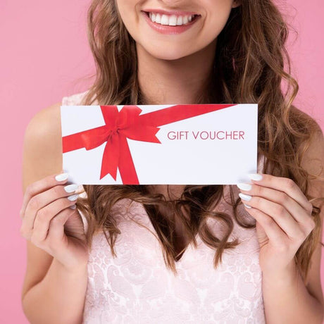 woman holding gift voucher