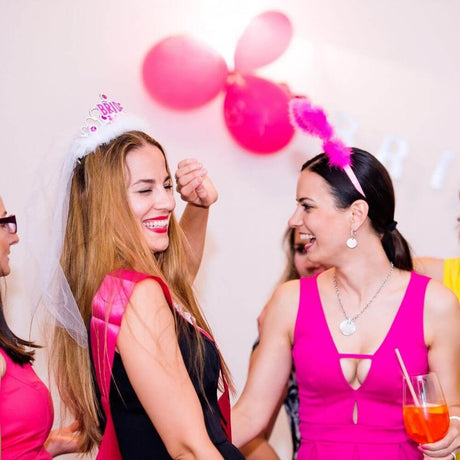 Girls at a Hens Party pretty in pink